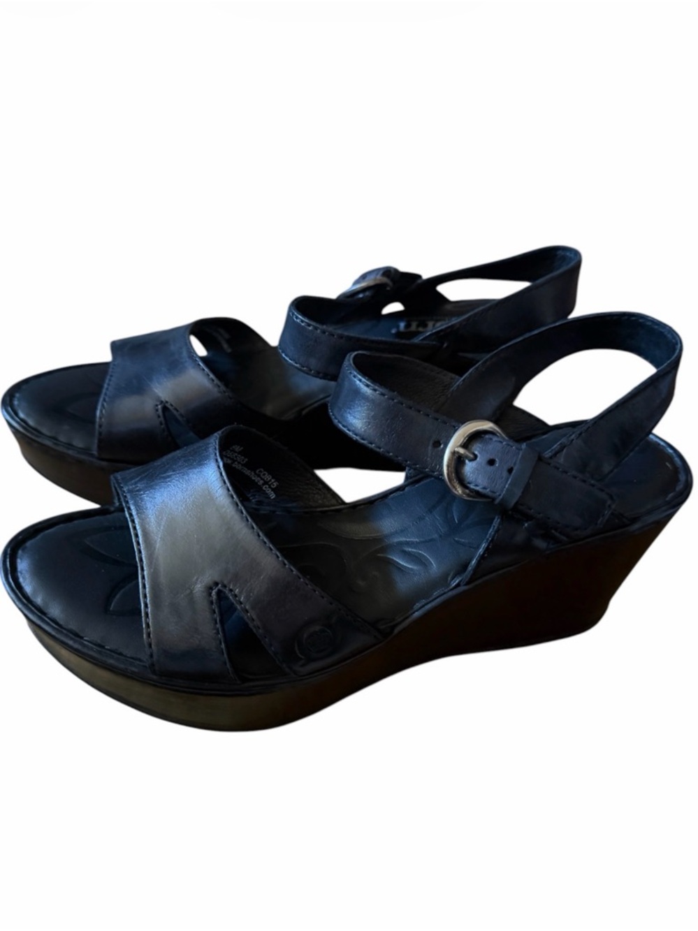 Born Black Leather Platform Sandals